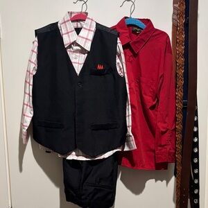 Black Vest and Red Shirt Set